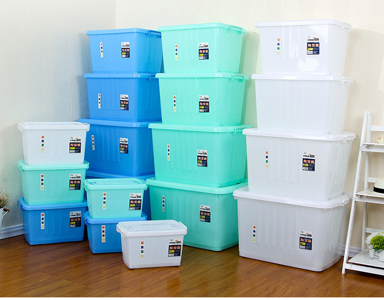 250L Extra Large Storage Box Plastic Storage Box Non-Airtight Crate Storage Box Thickened Pulley Quilt Clothes Storage Box