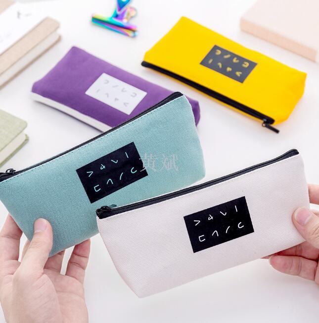 New summer simple text inverted trapezoidal pen bag fashion creative canvas pencil box pencil case custom