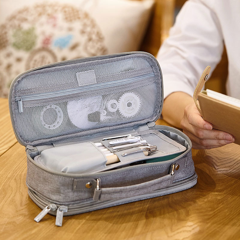 Angoo Original First Aid Kits Stationery Case Multi-Layer Large Capacity Pencil Case Simple Female Ins Style Boys Notebook Buggy Bag