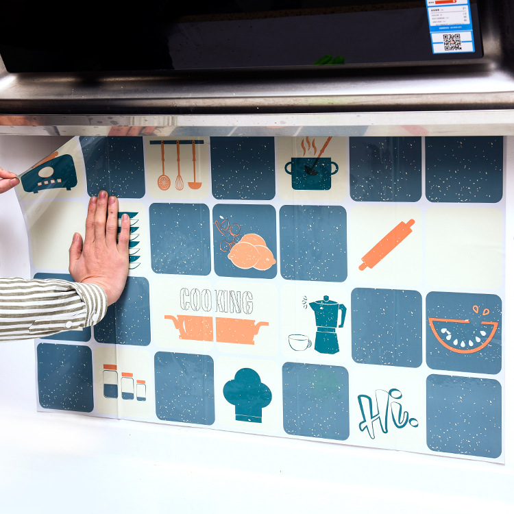 Kitchen Mosaic Self-Adhesive Oil Proof Sticker Paper Stove Cartoon Aluminum Foil High Temperature Resistant Oil Proof Sticker Tile Waterproof Paste