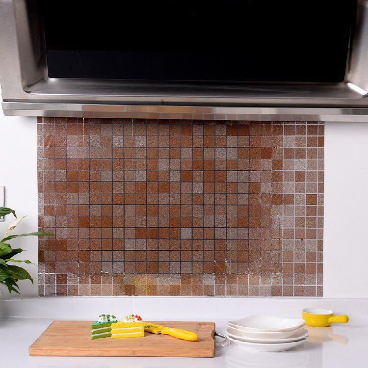 Kitchen Mosaic Self-Adhesive Oil Proof Sticker Paper Stove Cartoon Aluminum Foil High Temperature Resistant Oil Proof Sticker Tile Waterproof Paste