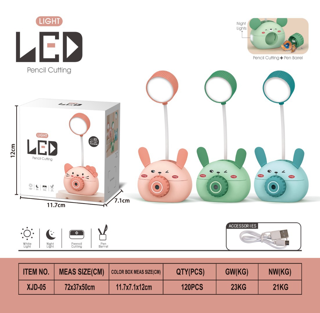 Cartoon Pencil Penknife Desk Lamp Student Reading Eye Protection Led Folding Cartoon Creative Charging Pen Holder Table Lamp