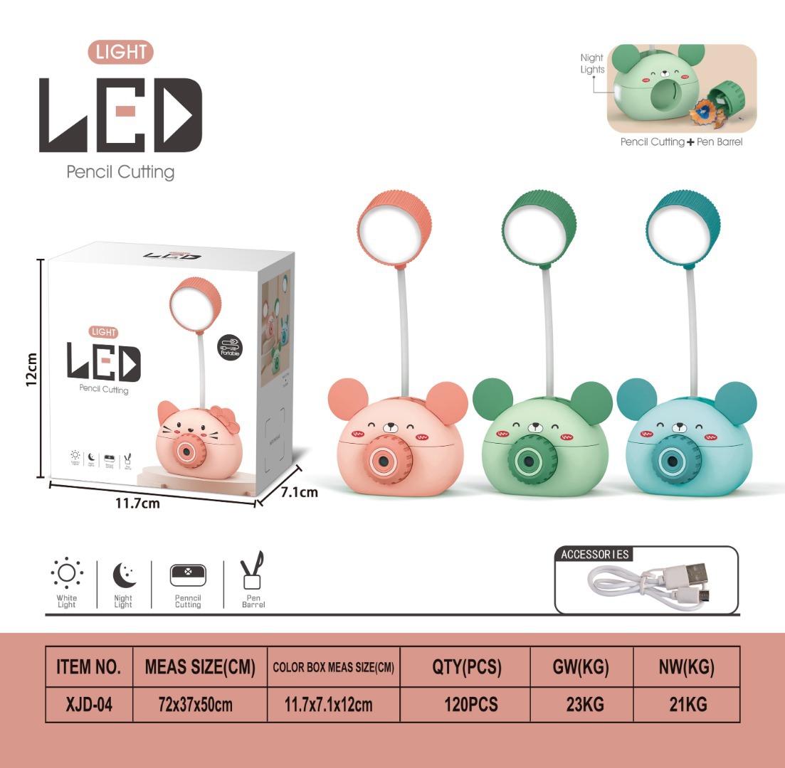 Cartoon Pencil Penknife Desk Lamp Student Reading Eye Protection Led Folding Cartoon Creative Charging Pen Holder Table Lamp