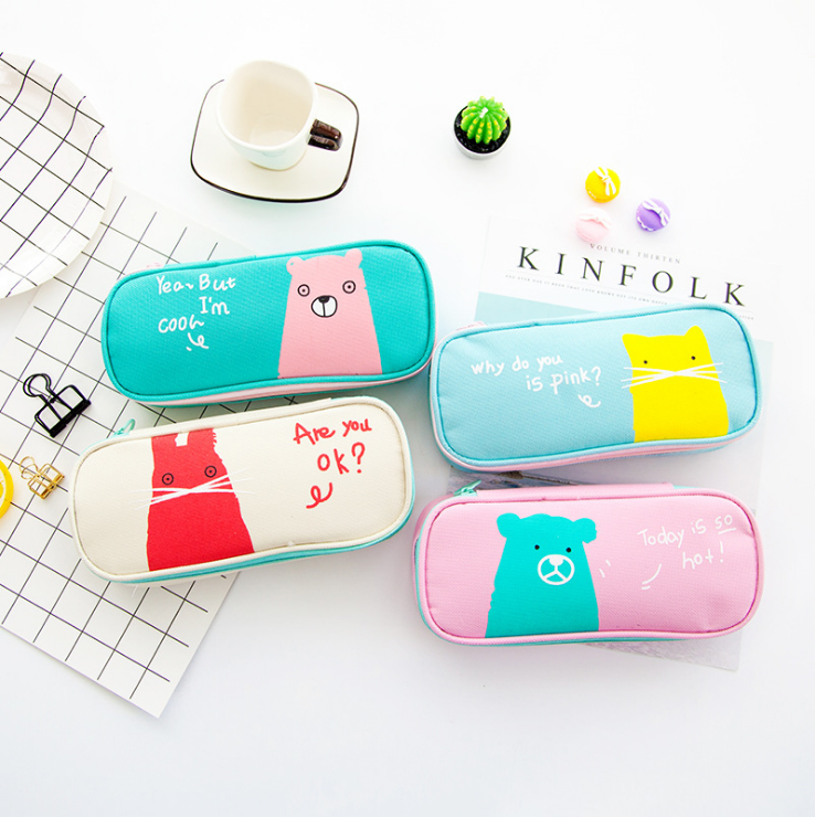 Cartoon small animal pen bag Korean edition stationery student stationery bag pencil box storage bag cosmetic bag