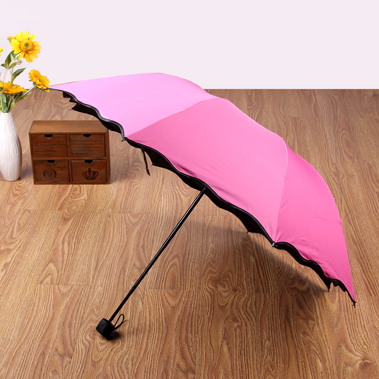 Factory Wholesale Three Folding Black Glue Blooming Umbrella Sun Protection Sun Shade Sun Umbrella Sun Umbrella Printable Logo