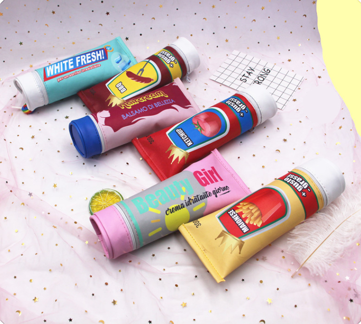 New toothpaste pen bag PU pencil bag stationery bag storage bag wash bag