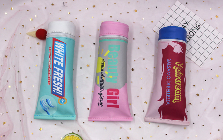 New toothpaste pen bag PU pencil bag stationery bag storage bag wash bag New toothpaste pen bag PU pencil bag stationery bag storage bag wash bag