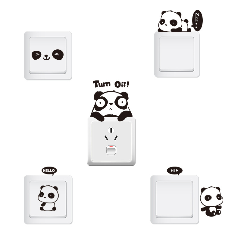 Plastic PVC Wall Sticker Cute Cartoon Animal Korean Creative Wall Decoration Socket Sticker Switch Sticker