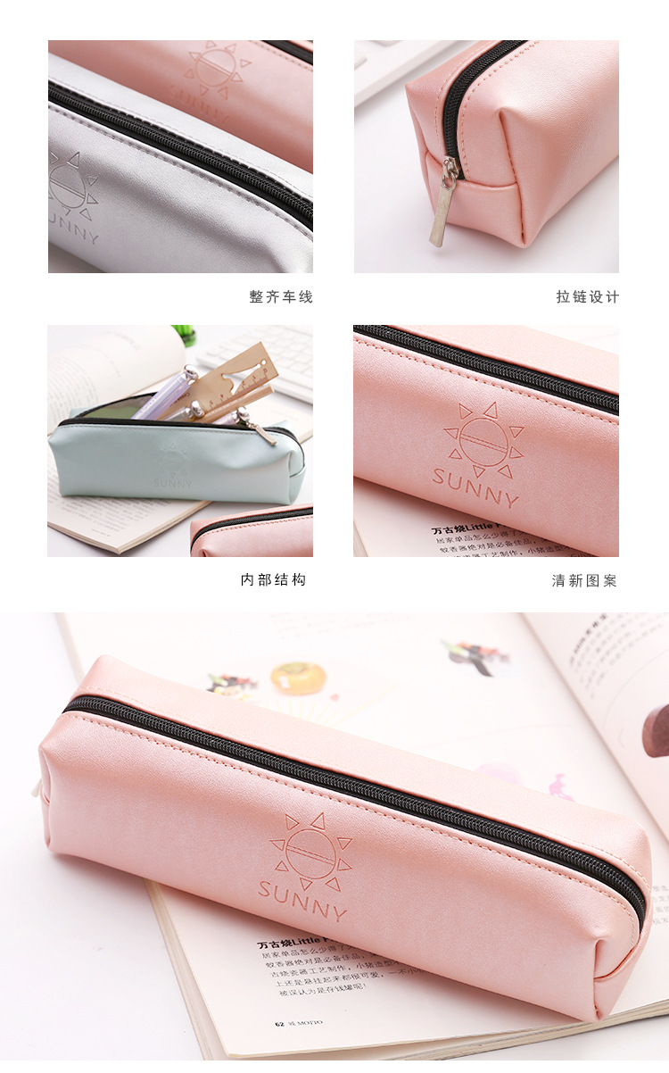Pen bag octagon large capacity pen bag PU pencil bag stationery bag receiving bag cosmetic bag washing bag