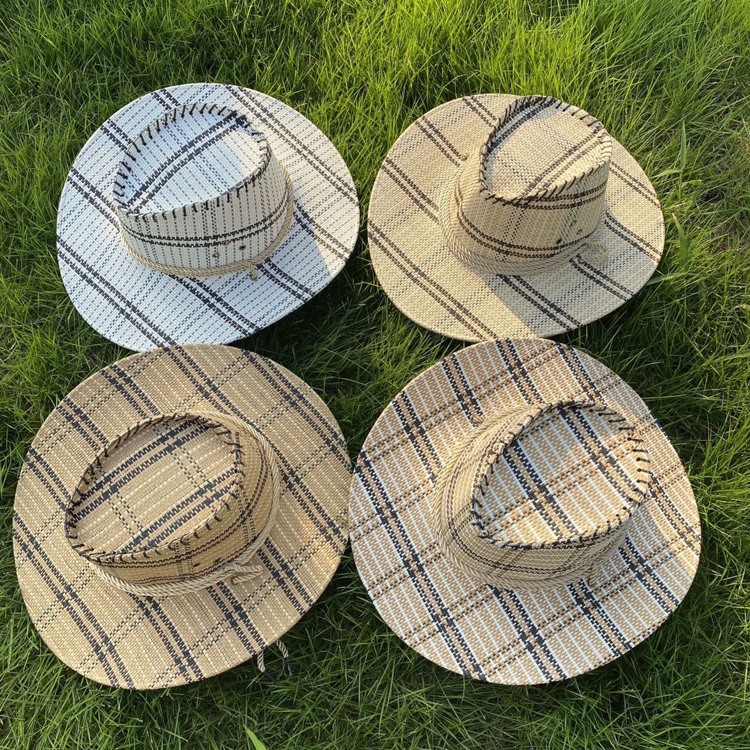 Spring and Summer Men&#039;s Straw Hat Cowboy Hat Wide Brim Outdoor Knight&#039;s Cap Camping Hat Sun Protection Sun Shade Straw Hat Travel Top Hat