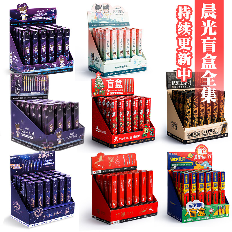 Chenguang Gel Pen Blind Box Joint-Name Press Cartoon Gel Ink Pen Straight-Liquid Signature Pen Nanci Blind Pen Stationery