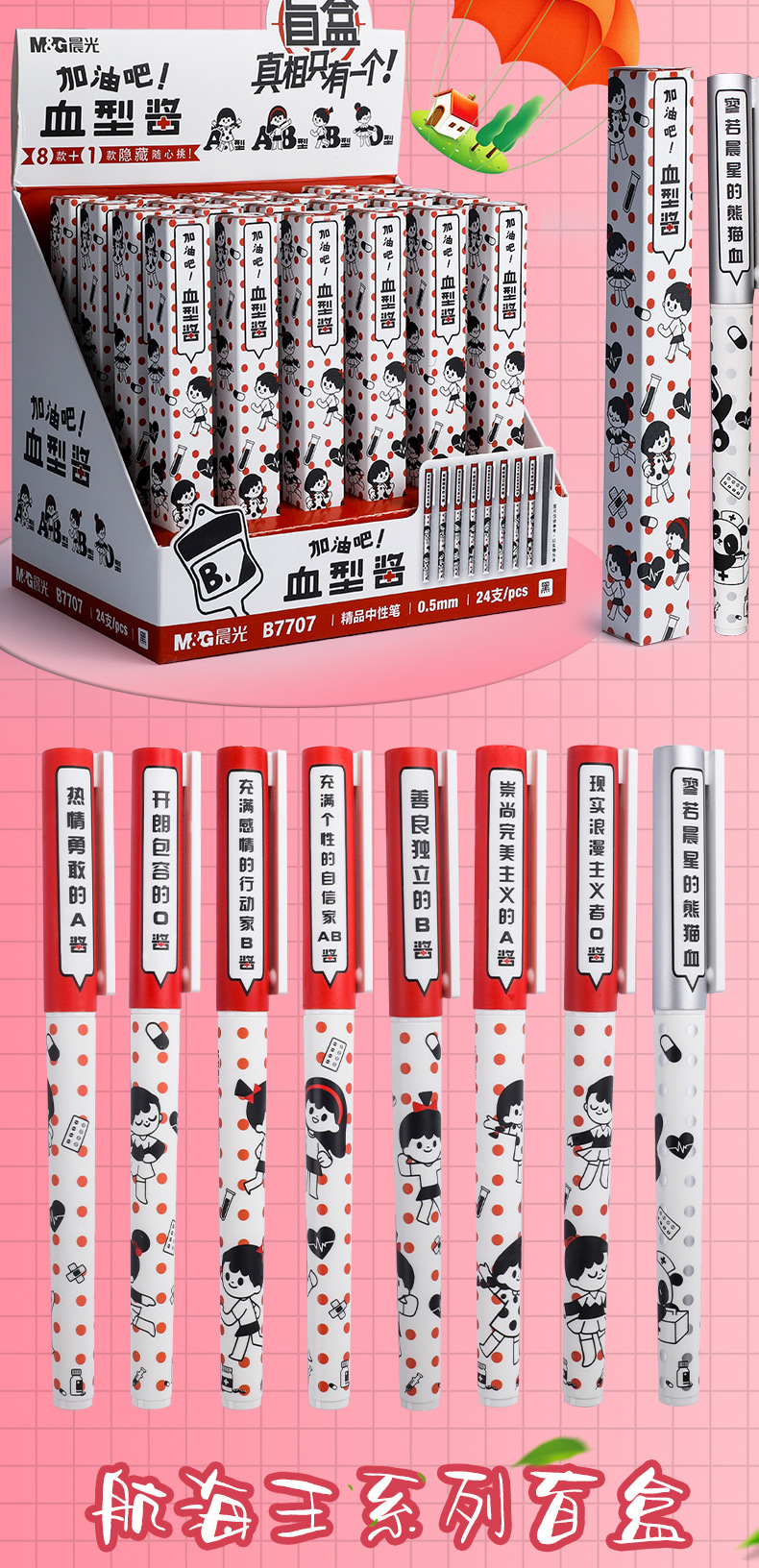 Chenguang Gel Pen Blind Box Joint-Name Press Cartoon Gel Ink Pen Straight-Liquid Signature Pen Nanci Blind Pen Stationery