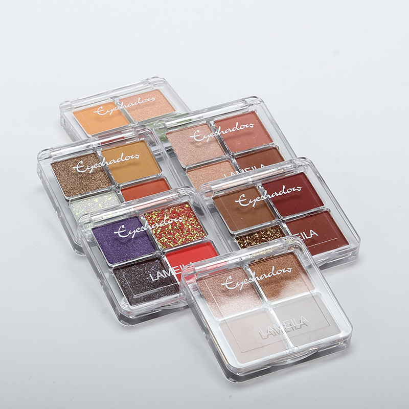 Wholesale New Four Color Eyeshadow Palette Shimmer Matte Makeup Portable Lazy Eyeshadow Makeup Online Red Live Broadcast