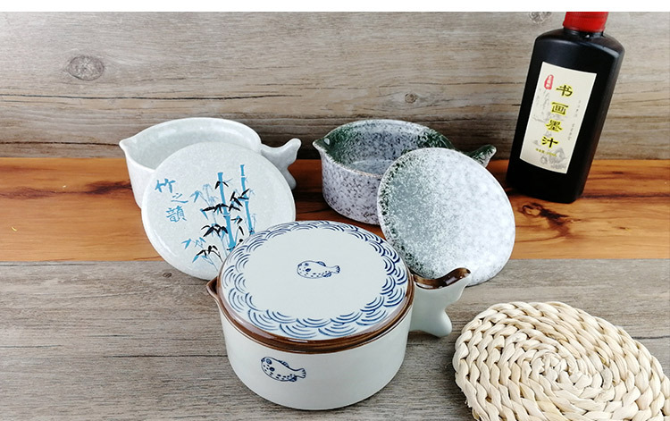 Multi-Functional Ceramic Ink Pool with Lid Calligraphy Materials Ink Storage Table Palette Multifunctional Ink Plate Pen Holder Ink Box