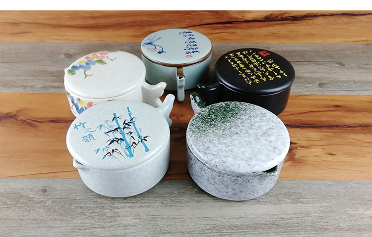 Multi-Functional Ceramic Ink Pool with Lid Calligraphy Materials Ink Storage Table Palette Multifunctional Ink Plate Pen Holder Ink Box