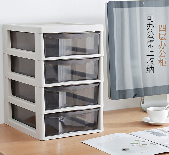 Wholesale Office Combination Drawer Storage Cabinet Desktop File Cabinet with Pulley Transparent Locker Plastic Cabinet