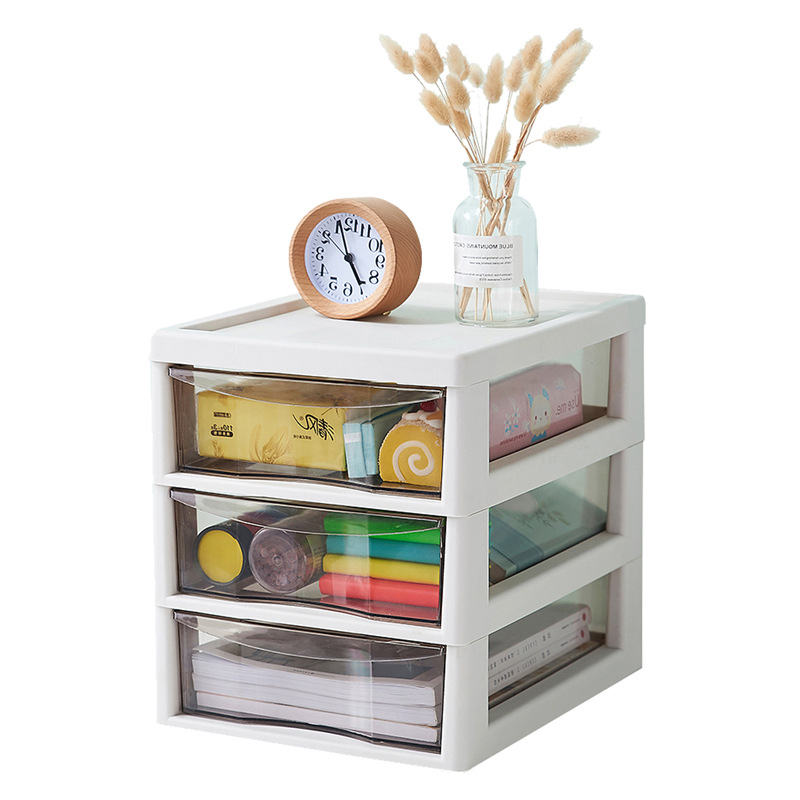 Wholesale Office Combination Drawer Storage Cabinet Desktop File Cabinet with Pulley Transparent Locker Plastic Cabinet