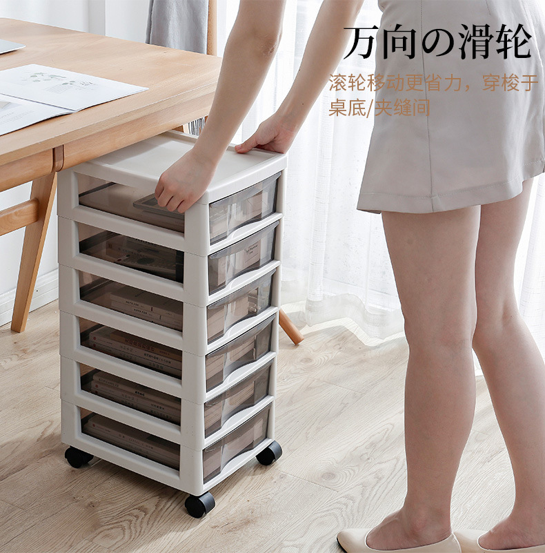 Wholesale Office Combination Drawer Storage Cabinet Desktop File Cabinet with Pulley Transparent Locker Plastic Cabinet