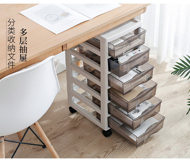 Wholesale Office Combination Drawer Storage Cabinet Desktop File Cabinet with Pulley Transparent Locker Plastic Cabinet
