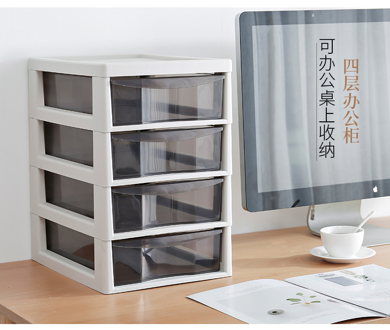 Wholesale Office Combination Drawer Storage Cabinet Desktop File Cabinet with Pulley Transparent Locker Plastic Cabinet