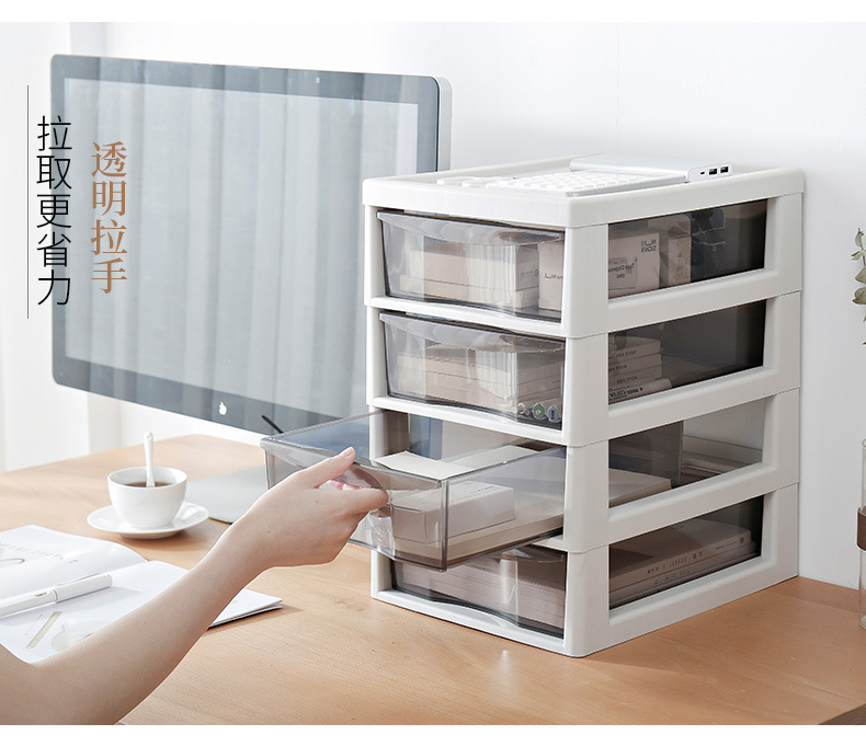 Wholesale Office Combination Drawer Storage Cabinet Desktop File Cabinet with Pulley Transparent Locker Plastic Cabinet