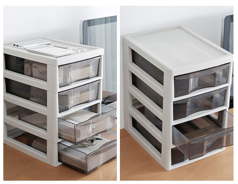 Wholesale Office Combination Drawer Storage Cabinet Desktop File Cabinet with Pulley Transparent Locker Plastic Cabinet
