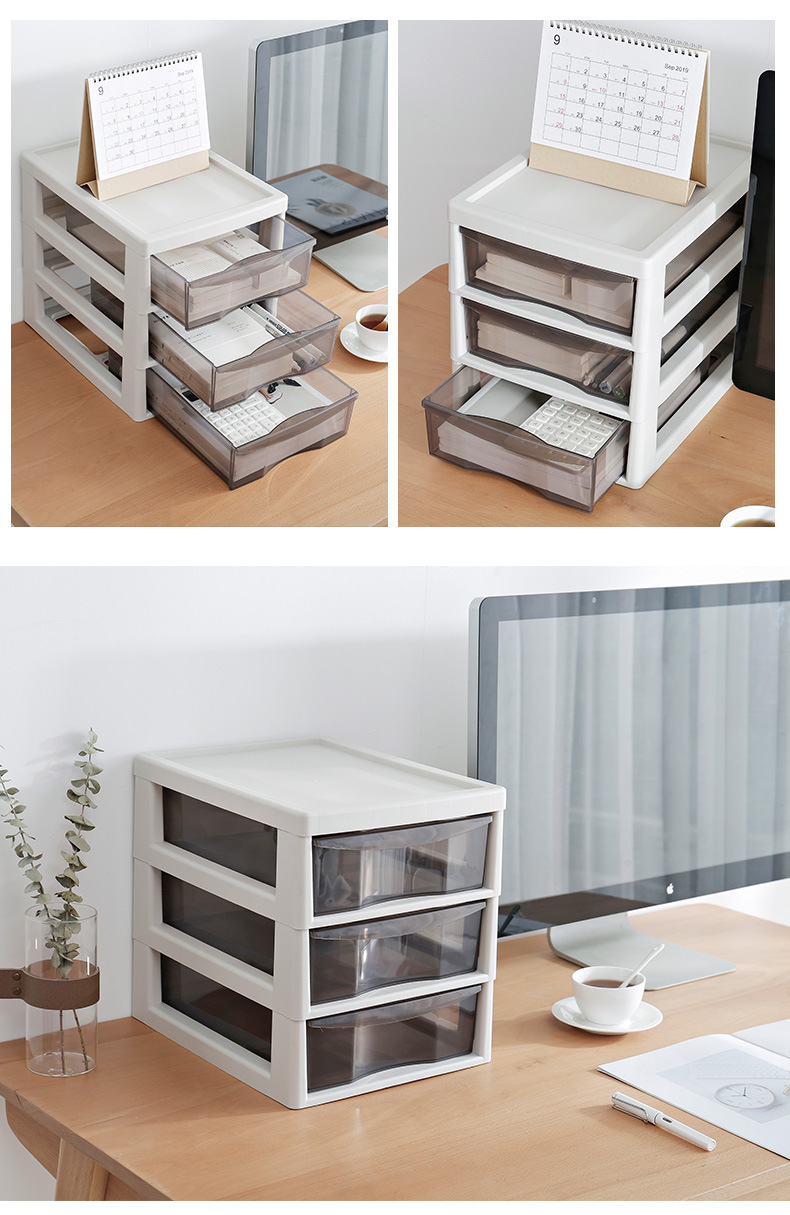 Wholesale Office Combination Drawer Storage Cabinet Desktop File Cabinet with Pulley Transparent Locker Plastic Cabinet
