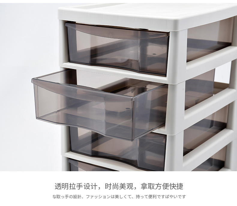 Wholesale Office Combination Drawer Storage Cabinet Desktop File Cabinet with Pulley Transparent Locker Plastic Cabinet