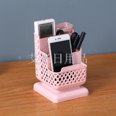 Jh-578 creative fresh square imitation cane pen container simple plastic desktop storage box student office supplies