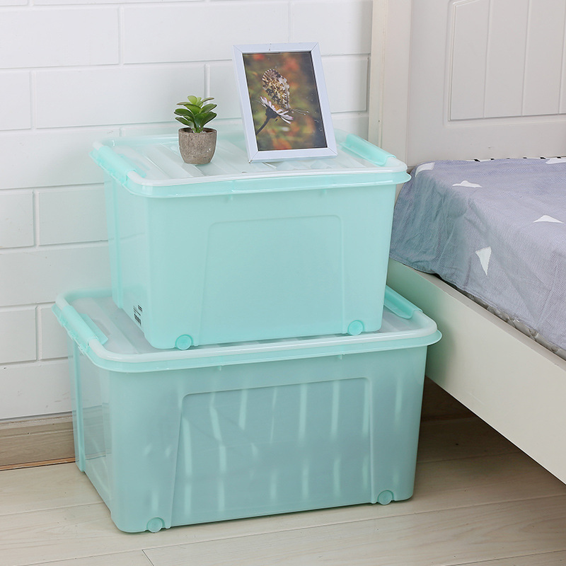 Jiachao Plastic Storage Box Wholesale Large Storage Box Clothing Storage Box with Lid and Pulley Thickened Storage Box