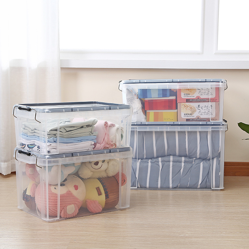 Jiachao Plastic Storage Box Wholesale Large Storage Box Clothing Storage Box with Lid and Pulley Thickened Storage Box