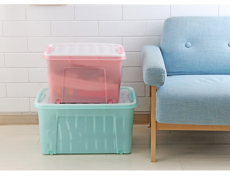 Jiachao Plastic Storage Box Wholesale Large Storage Box Clothing Storage Box with Lid and Pulley Thickened Storage Box