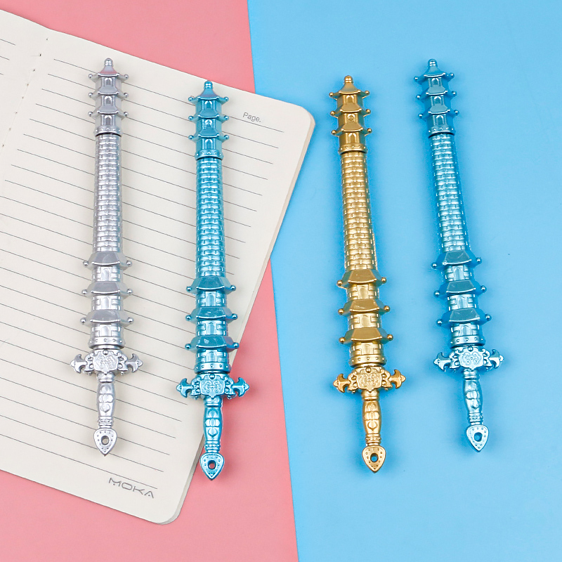 New Pagoda Sword Modeling Gel Pen Creative Black Gel Ink Pen Primary and Secondary School Supplies Gifts Rewards Wholesale