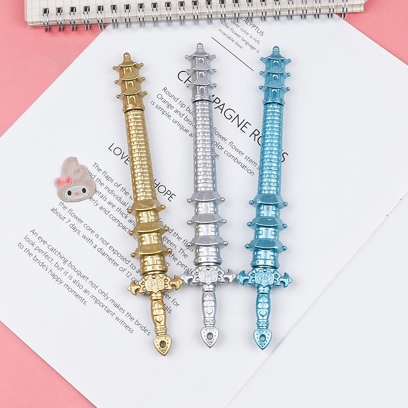 New Pagoda Sword Modeling Gel Pen Creative Black Gel Ink Pen Primary and Secondary School Supplies Gifts Rewards Wholesale