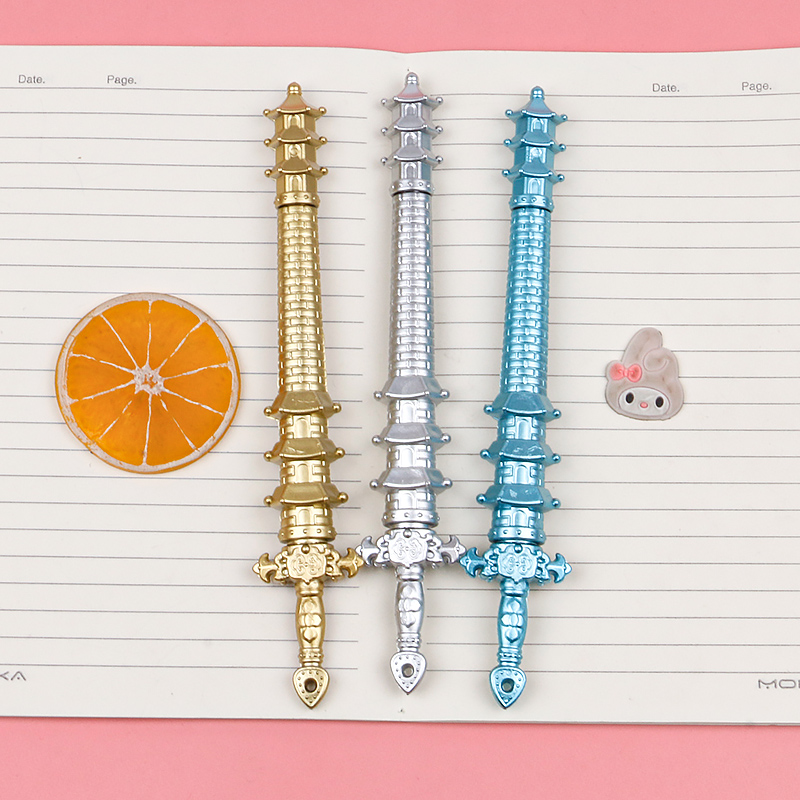 New Pagoda Sword Modeling Gel Pen Creative Black Gel Ink Pen Primary and Secondary School Supplies Gifts Rewards Wholesale