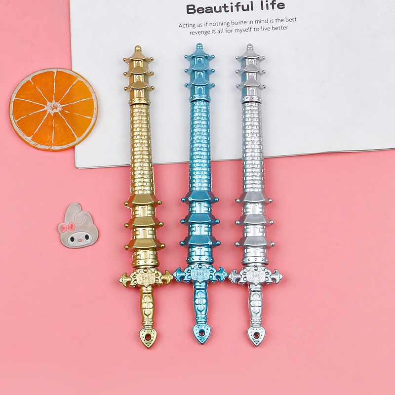 New Pagoda Sword Modeling Gel Pen Creative Black Gel Ink Pen Primary and Secondary School Supplies Gifts Rewards Wholesale