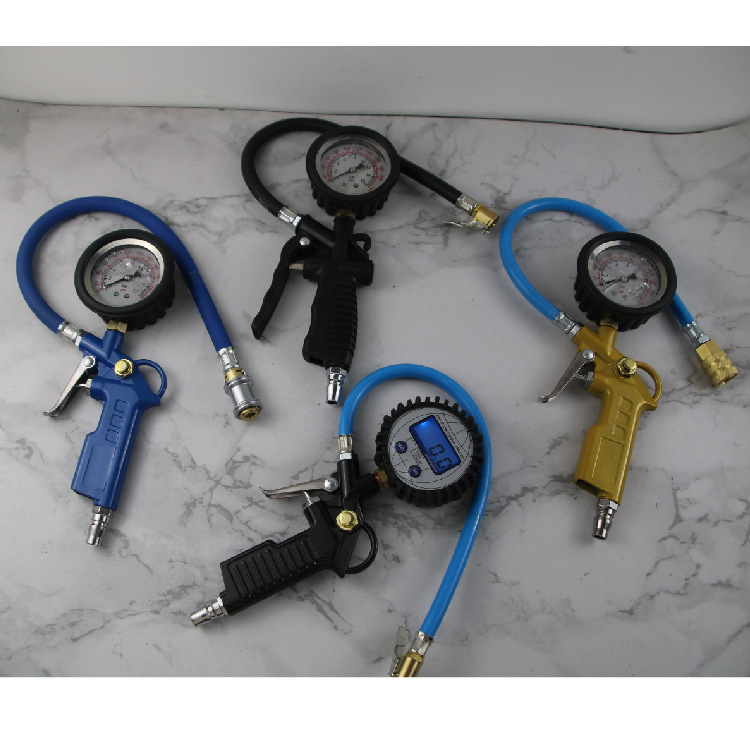 Factory Supply Tire Inflating Meter Deflated Inflatable Gun Tire Gun Pressure Measuring Inflating Meter with Oil Gauge Tire Inflator