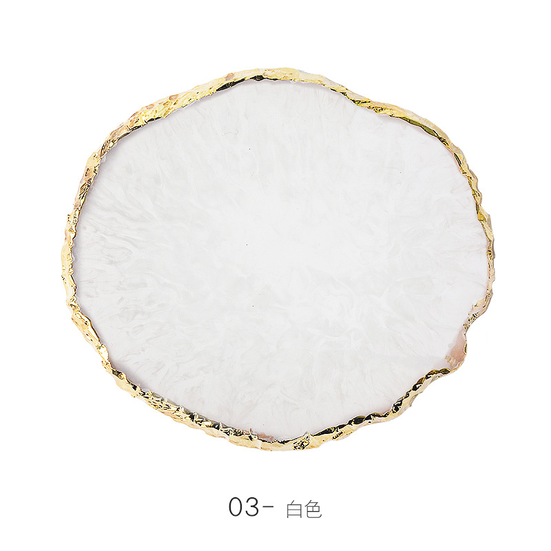 Exclusive for Cross-Border Nail Art Palette Crystal Agate Golden round Edge Crack Decorations Foreign Trade Painted Marble