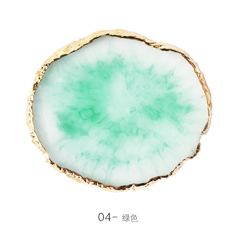 Exclusive for Cross-Border Nail Art Palette Crystal Agate Golden round Edge Crack Decorations Foreign Trade Painted Marble Exclusive for Cross-Border Nail Art Palette Crystal Agate Golden round Edge Crack Decorations Foreign Trade Painted Marble