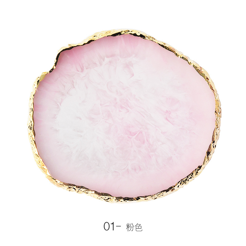 Exclusive for Cross-Border Nail Art Palette Crystal Agate Golden round Edge Crack Decorations Foreign Trade Painted Marble Exclusive for Cross-Border Nail Art Palette Crystal Agate Golden round Edge Crack Decorations Foreign Trade Painted Marble