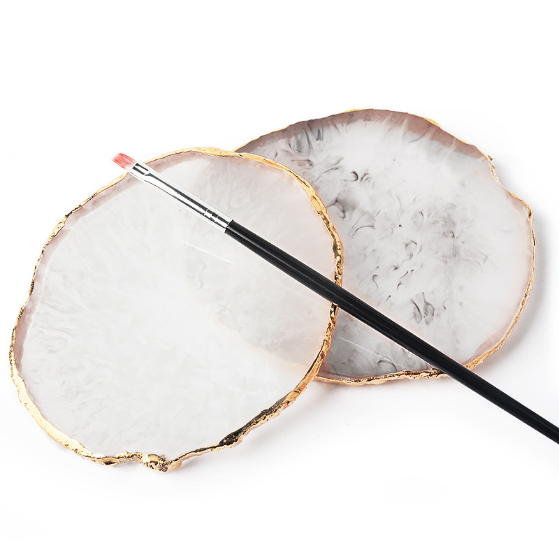Exclusive for Cross-Border Nail Art Palette Crystal Agate Golden round Edge Crack Decorations Foreign Trade Painted Marble Exclusive for Cross-Border Nail Art Palette Crystal Agate Golden round Edge Crack Decorations Foreign Trade Painted Marble