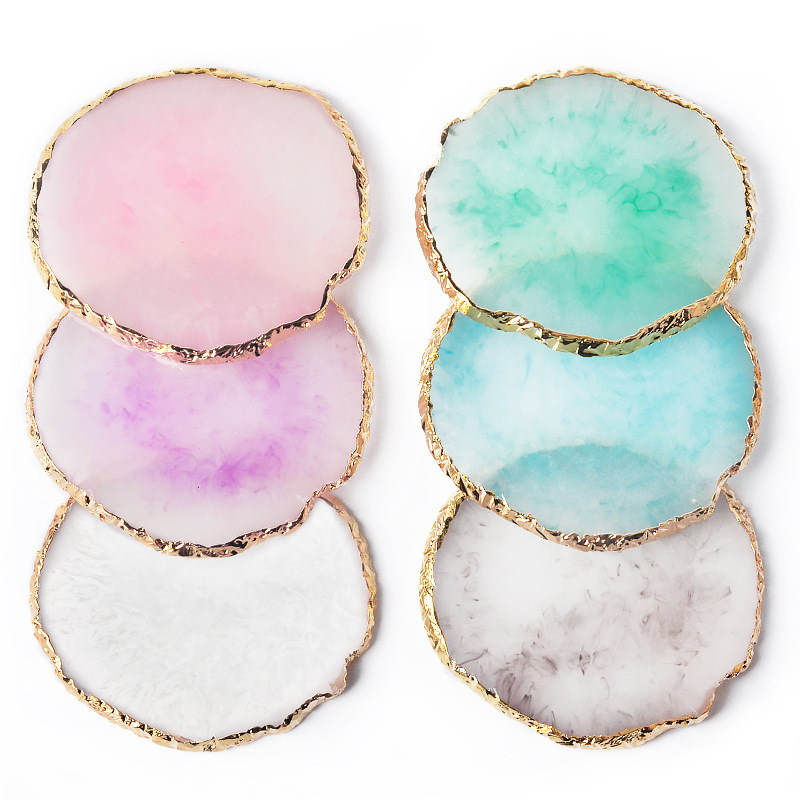 Exclusive for Cross-Border Nail Art Palette Crystal Agate Golden round Edge Crack Decorations Foreign Trade Painted Marble Exclusive for Cross-Border Nail Art Palette Crystal Agate Golden round Edge Crack Decorations Foreign Trade Painted Marble