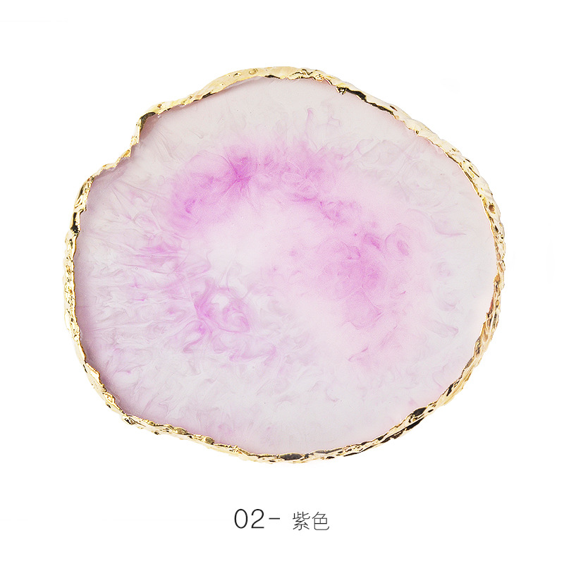 Exclusive for Cross-Border Nail Art Palette Crystal Agate Golden round Edge Crack Decorations Foreign Trade Painted Marble Exclusive for Cross-Border Nail Art Palette Crystal Agate Golden round Edge Crack Decorations Foreign Trade Painted Marble