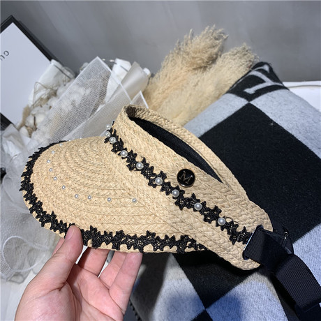 Lafite straw top hat web celebrity with the same headless hat beach vacation sun shade hat Korean version sun shade straw hat