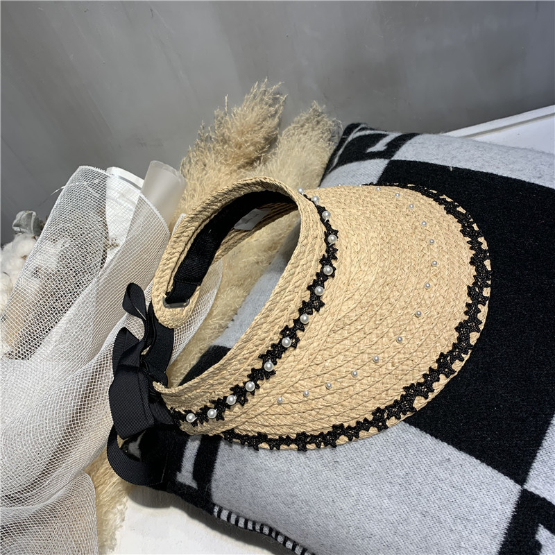 Lafite straw top hat web celebrity with the same headless hat beach vacation sun shade hat Korean version sun shade straw hat