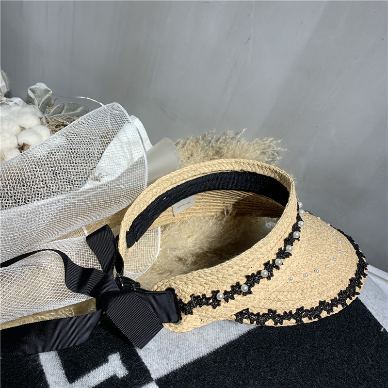 Lafite straw top hat web celebrity with the same headless hat beach vacation sun shade hat Korean version sun shade straw hat