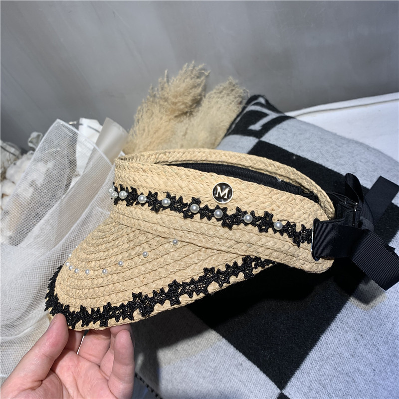 Lafite straw top hat web celebrity with the same headless hat beach vacation sun shade hat Korean version sun shade straw hat