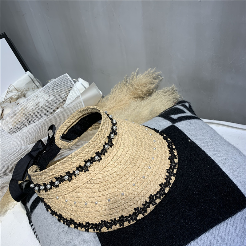 Lafite straw top hat web celebrity with the same headless hat beach vacation sun shade hat Korean version sun shade straw hat