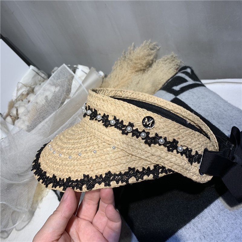 Lafite straw top hat web celebrity with the same headless hat beach vacation sun shade hat Korean version sun shade straw hat
