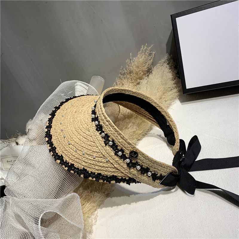Lafite straw top hat web celebrity with the same headless hat beach vacation sun shade hat Korean version sun shade straw hat